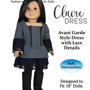 Claire Dress PDF Pattern: Avant Garde Style for 18&quot; Dolls