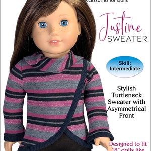 Justine Sweater 18 Inch Doll Patterns Clothes Sewing Pattern for American Girl - 18" Doll Clothes PDF Pattern