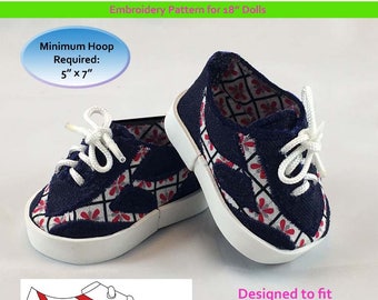 ITH Taylor Sneakers Embroidery Pattern: 18" Doll Shoes (PDF Pattern)