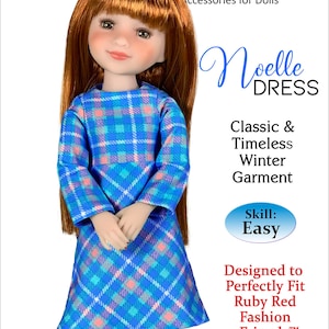 Noelle Dress PDF Sewing Pattern Sized 15" Dolls Ruby Red Fashion Friends Sewing Pattern - Noelle Dress