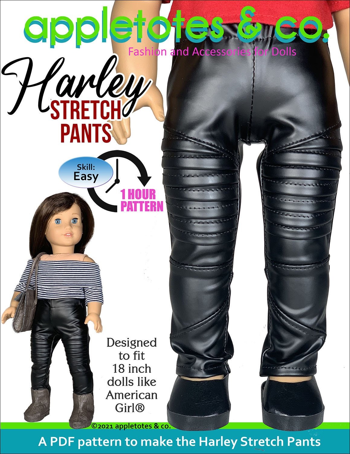 Harley Stretch Biker Pants 18 Inch Doll 