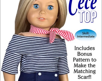 Cece Top Sewing Pattern sized for 18" dolls such as American Girl Our Generation Journey Girls 18" Dolls Pattern Appletotes & co.