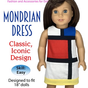 Mondrian Color Block Doll Dress Pattern for 18 inch Dolls (PDF Pattern)