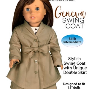 Patron de couture de vêtements de poupée de 40 cm : manteau à double jupe genevoise (Patron PDF)