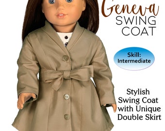 18 Inch Doll Clothes Sewing Pattern: Geneva Double Skirt Coat (PDF Pattern)