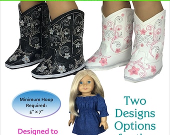 ITH Cowboy Boots Embroidery Pattern: 18" Dolls (PDF Pattern)