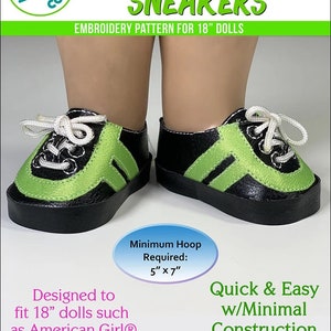 Sydney Leather Sneakers ITH Embroidery Pattern for American Girl Our Generation 18" Dolls PDF pattern