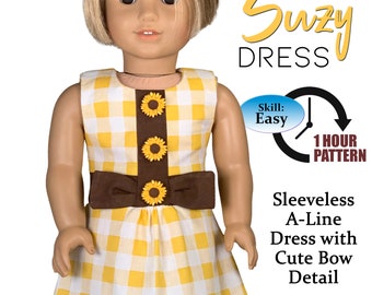 PDF-Schnittmuster für ein Kleid für 18-Zoll-Puppen: Suzy