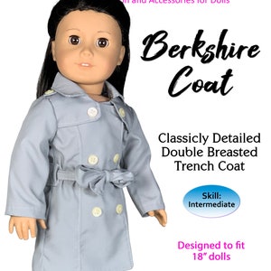 Patron de couture de manteau Berkshire : vêtements de poupée de 18 pouces (modèle PDF)