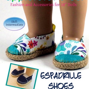 18 Inch Doll Shoes Pattern - Doll Shoe Sewing Pattern - Espadrille Shoes for 18&quot; Doll Shoes Sewing Pattern FREE BONUS patterns