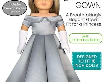 PDF-Schnittmuster für ein Hochzeitskleid für 18-Zoll-Puppen: Carolina + Bonus-Handschuhe