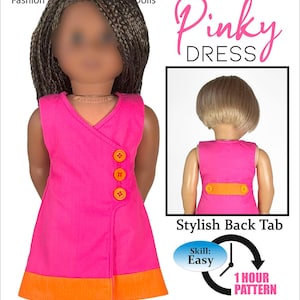 Asymmetrical Wrap Dress PDF Doll Sewing Pattern for 18&quot; Dolls Appletotes & Co - Pinky Dress Summer Basic Pattern FREE BONUS patterns