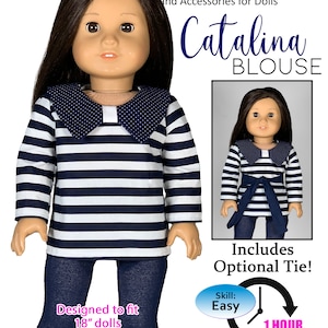 Catalina Blouse Sewing Pattern for 18&quot; Dolls (PDF Pattern)