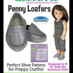 18 Inch Doll Shoes Pattern - SVG Penny Loafers Sewing Pattern for American Girl Dolls - 18" Doll Shoes Sewing Pattern Cricut Silhouette
