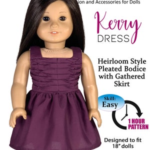 Heirloom Kerry Dress Sewing Pattern for 18 Inch Dolls (PDF Pattern)