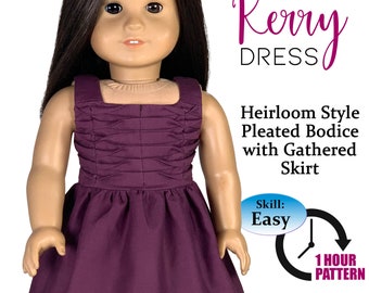 Heirloom Kerry Dress Sewing Pattern for 18 Inch Dolls (PDF Pattern)