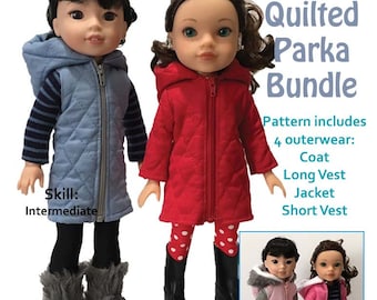 Quilted Parka Bundle Sewing Pattern for 14"-14.5" Dolls (PDF Pattern)