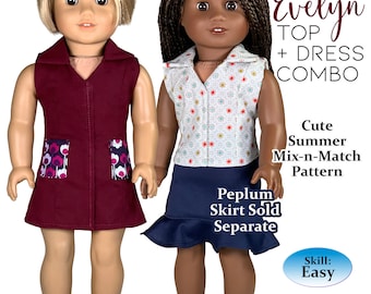 Evelyn Top and Dress Sewing Pattern for 18 Inch Dolls (PDF Pattern)