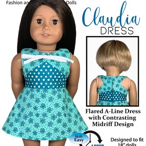 Color Block Dress PDF Doll Sewing Pattern for 18&quot; Dolls Appletotes & Co - Claudia Dress Summer Basic Pattern FREE BONUS patterns