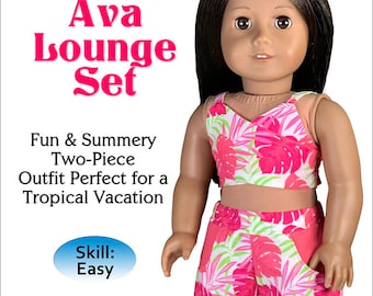 18 Inch Doll Pattern | Ava Lounge Set Sewing Pattern | Fits 18" Dolls such as American Girl® | Doll Dress Sewing Pattern by Appletotes & Co.