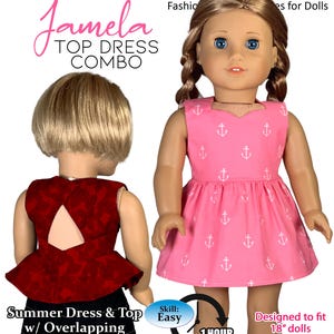 Jamela Top + Dress PDF Sewing Pattern for 18 Inch Dolls PDF Pattern for 18&quot; Dolls by Appletotes & Co. Easy Beginner FREE Bonus patterns