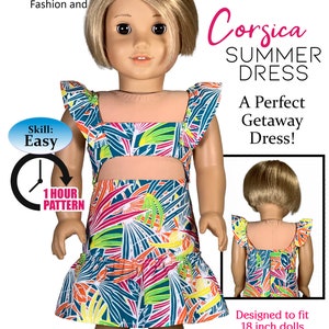 Corsica Summer Dress PDF Sewing Pattern for 18&quot; Dolls