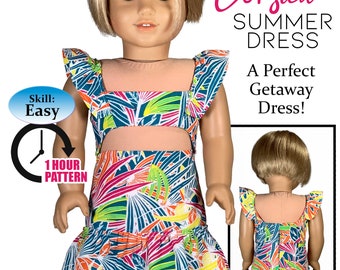Corsica Summer Dress PDF Sewing Pattern for 18" Dolls Appletotes & Co - Corsica Summer Dress one piece