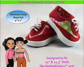 ITH Doll Sneakers Embroidery Pattern: Lee Style, 14" Dolls (PDF Pattern)