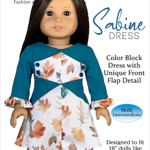 Sabine Dress Sewing Pattern for 18 Inch Dolls PDF Pattern for 18&quot; Dolls by Appletotes & Co. FREE Bonus Patterns