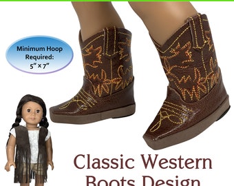 ITH Cowboy Boots Embroidery Pattern for 18" Dolls (PDF Pattern)