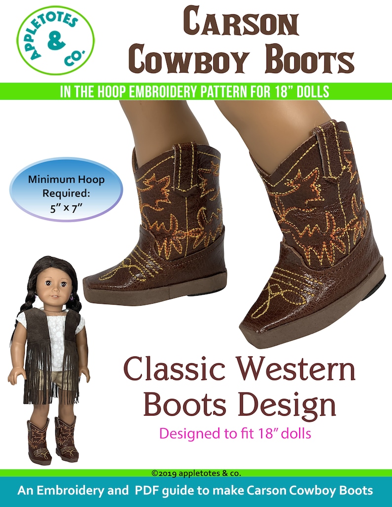 Cowbot Boot Pattern Base 18 Inch Doll Cowboy Boots ITH Embroidery Pattern: Western Shoes PDF - Etsy