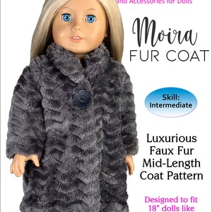 Moira Fur Coat Sewing Pattern for 18 inch Doll - Jacket Clothes PDF for American Girl - 18" Doll Clothes - Moira Fur Winter Coat