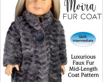 Moira Fur Coat Sewing Pattern for 18 inch Doll - Jacket Clothes PDF for American Girl - 18" Doll Clothes - Moira Fur Winter Coat