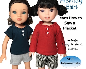 Henley Shirt PDF Pattern for 14-14.5" Dolls