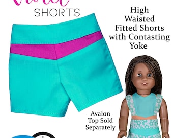 Patrón de costura para pantalones cortos de cintura alta para muñeca de 18 pulgadas – Diseño violeta (Patrón en PDF)
