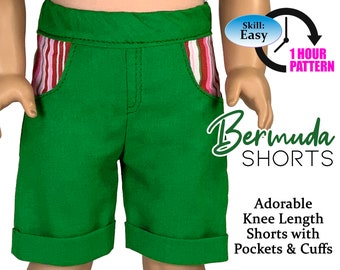 Patrón de costura para pantalones cortos tipo bermudas para muñecas de 18 pulgadas (PDF)