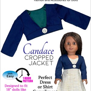 Candace Cropped Jacket Sewing Pattern 18 Inch - Clothes Sewing Pattern for American Girl - 18" Doll Clothes Sewing Pattern