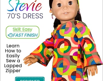 18 Inch Doll Dress PDF Sewing Pattern: Stevie 1970s Bell Sleeve