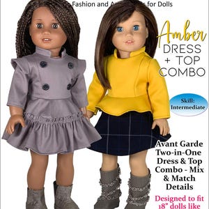 18 Inch Doll Sewing Pattern: Avant Garde Dress Top Combo (PDF Pattern)