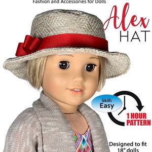 Alex fedora beach summer Hat PDF Sewing Pattern Dolls Pattern for 18&quot; Dolls Pattern by Appletotes & Co. FREE BONUS patterns