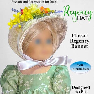 Regency Hat Sewing Pattern for 18 Inch Dolls PDF Pattern for 18&quot; Dolls by Appletotes & Co. FREE BONUS patterns
