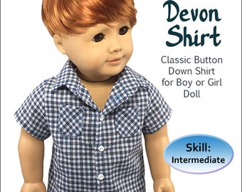 18 Inch Doll Button Down Shirt Sewing Pattern (PDF)