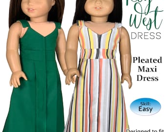 Key West Maxi Doll Dress Sewing Pattern for 18" Dolls (PDF Pattern)