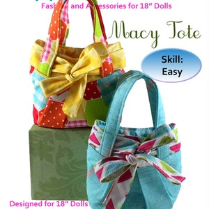 Handtasche Macy Tote purse bag Purse shopper for 18 inch Doll Schnittmuster PDF Nähanleitung Appletotes & Co. GRATIS BONUS Schnittmuster