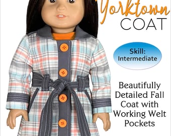Yorktown Coat: 18 Inch Doll Clothes Sewing Pattern (PDF)