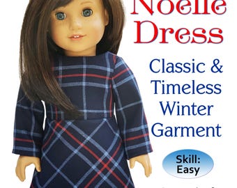 18" Doll Dress PDF Pattern: Classic Long Sleeve Noelle Dress
