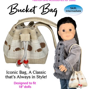 Bucket Bag Geldbörse Schnittmuster für 18 Zoll Puppen Schnittmuster PDF Anleitung Appletotes & co. KOSTENLOSE BONUS Anleitungen