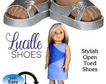 Lucille Shoes Sewing Pattern for 18" Dolls: Open Toe Sandals (PDF Pattern)