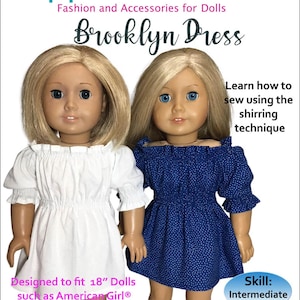 Brooklyn Doll Dress Sewing Pattern: Off-Shoulder Summer Dress (PDF Tutorial)