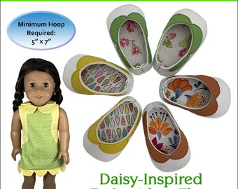 ITH Ballet Flats Embroidery Oopsie Daisy Shoes Pattern Dolls Pattern for American Girl Our Generation 18" Dolls PDF pattern